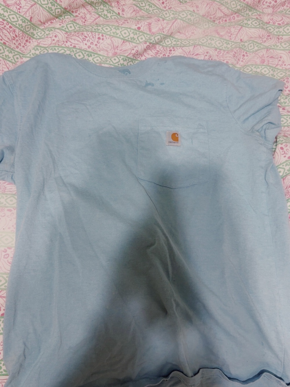 Carhartt Men's Pale Blue Pocket Tee with Logo Patch